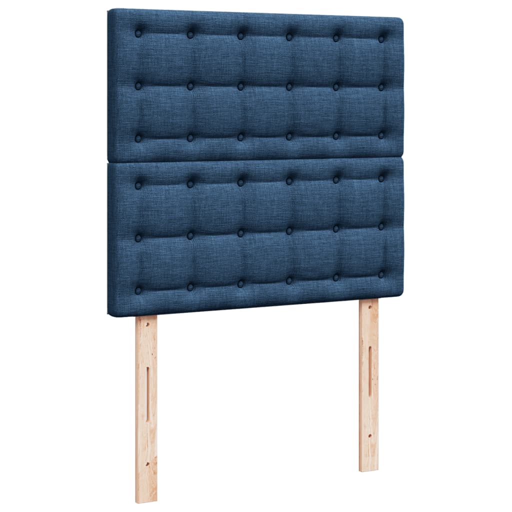 vidaXL Κρεβάτι Boxspring με Στρώμα Μπλε 90x200 εκ.Υφασμάτινο