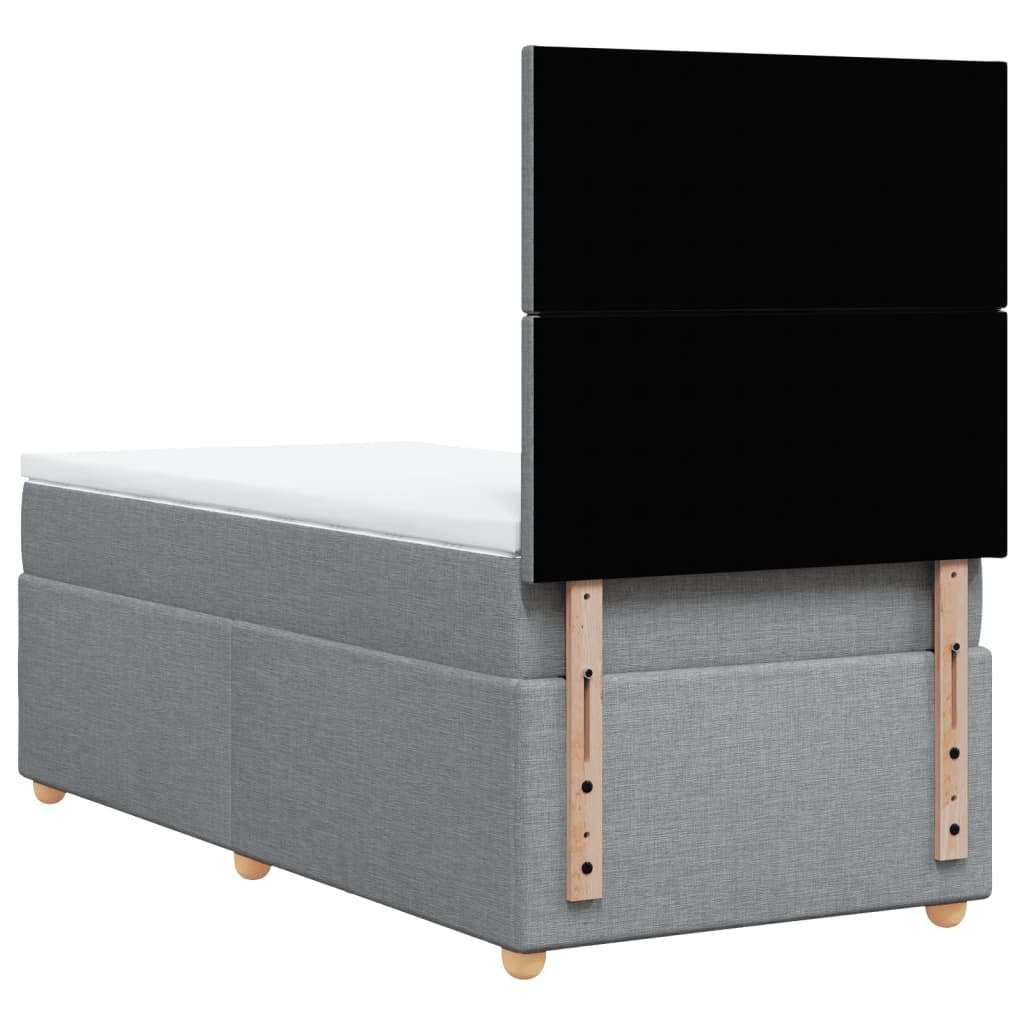 vidaXL Κρεβάτι Boxspring με Στρώμα Ανοιχτό Γκρι 100x200 εκ. Υφασμάτινο