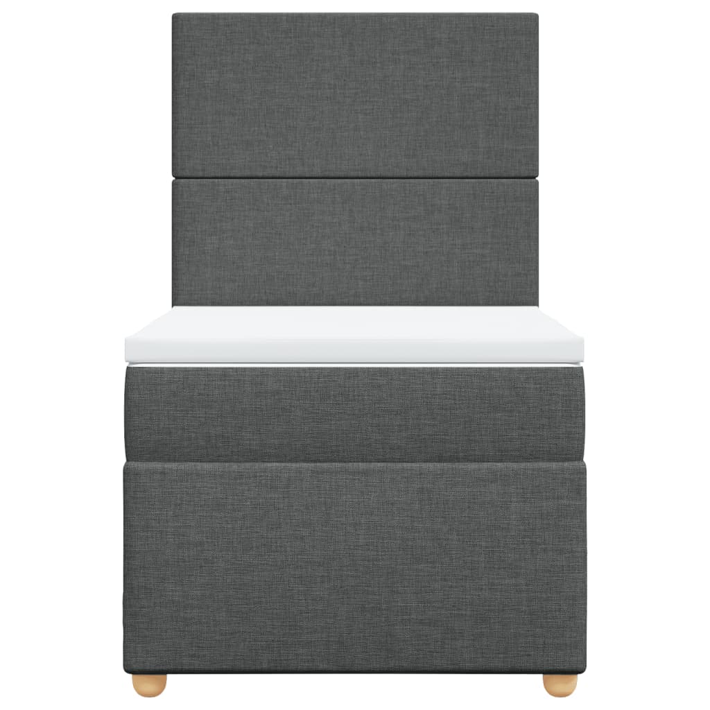 vidaXL Κρεβάτι Boxspring με Στρώμα Σκούρο Γκρι 100x200 εκ. Υφασμάτινο
