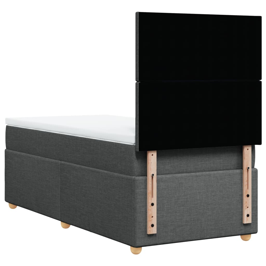 vidaXL Κρεβάτι Boxspring με Στρώμα Σκούρο Γκρι 100x200 εκ. Υφασμάτινο