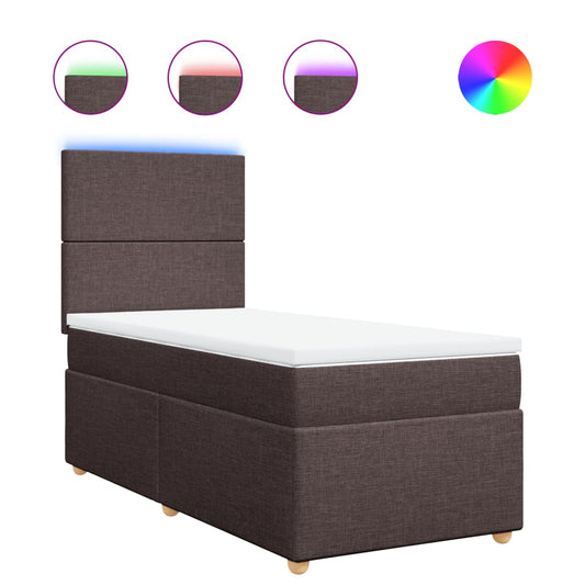 vidaXL Κρεβάτι Boxspring με Στρώμα Σκούρο Καφέ 100x200 εκ. Υφασμάτινο