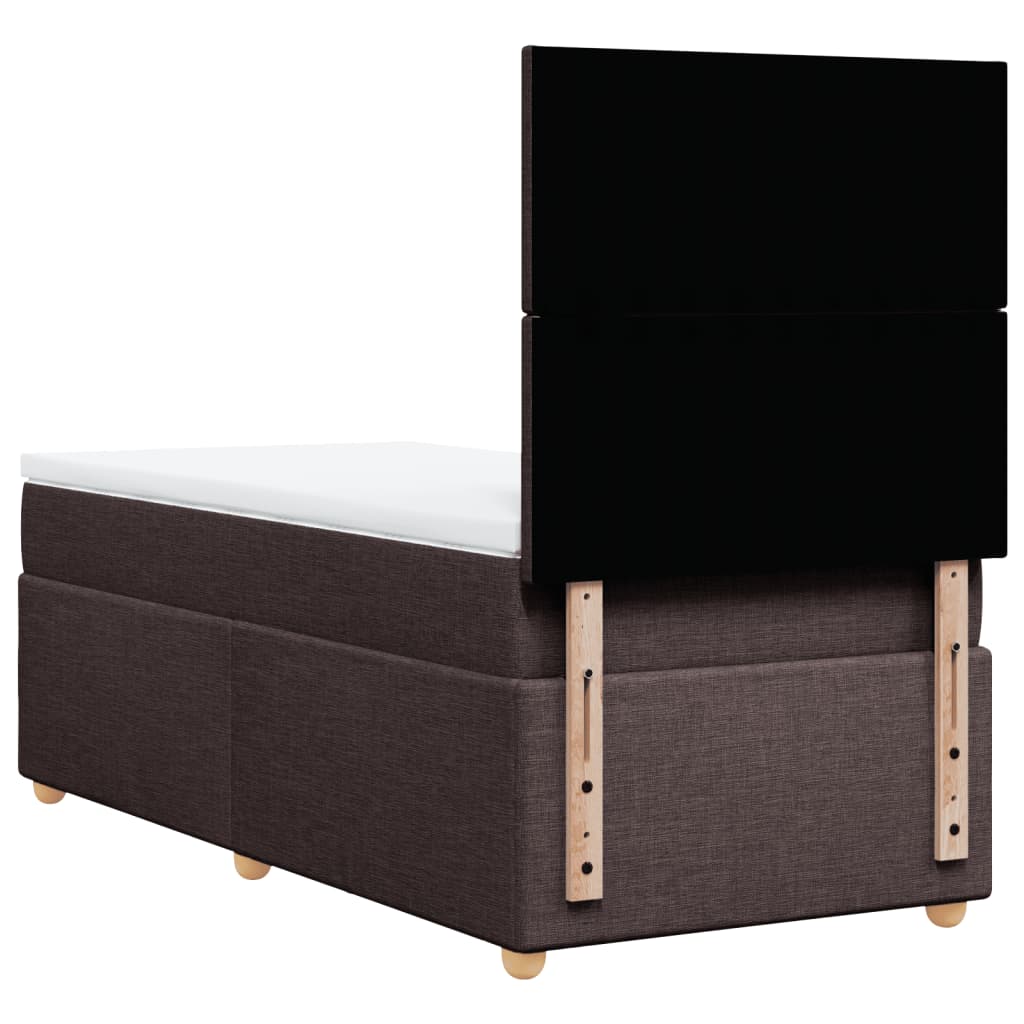 vidaXL Κρεβάτι Boxspring με Στρώμα Σκούρο Καφέ 100x200 εκ. Υφασμάτινο