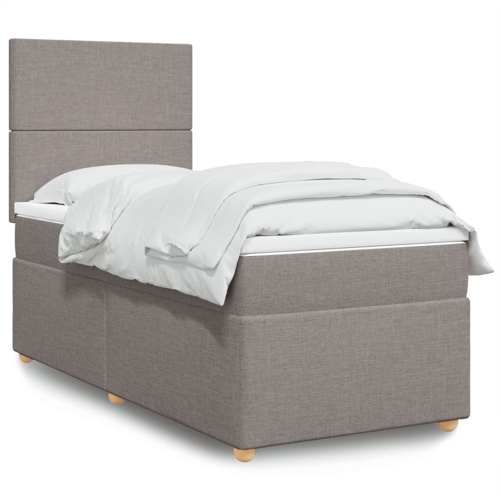vidaXL Κρεβάτι Boxspring με Στρώμα Taupe 100 x 200 εκ. Υφασμάτινο
