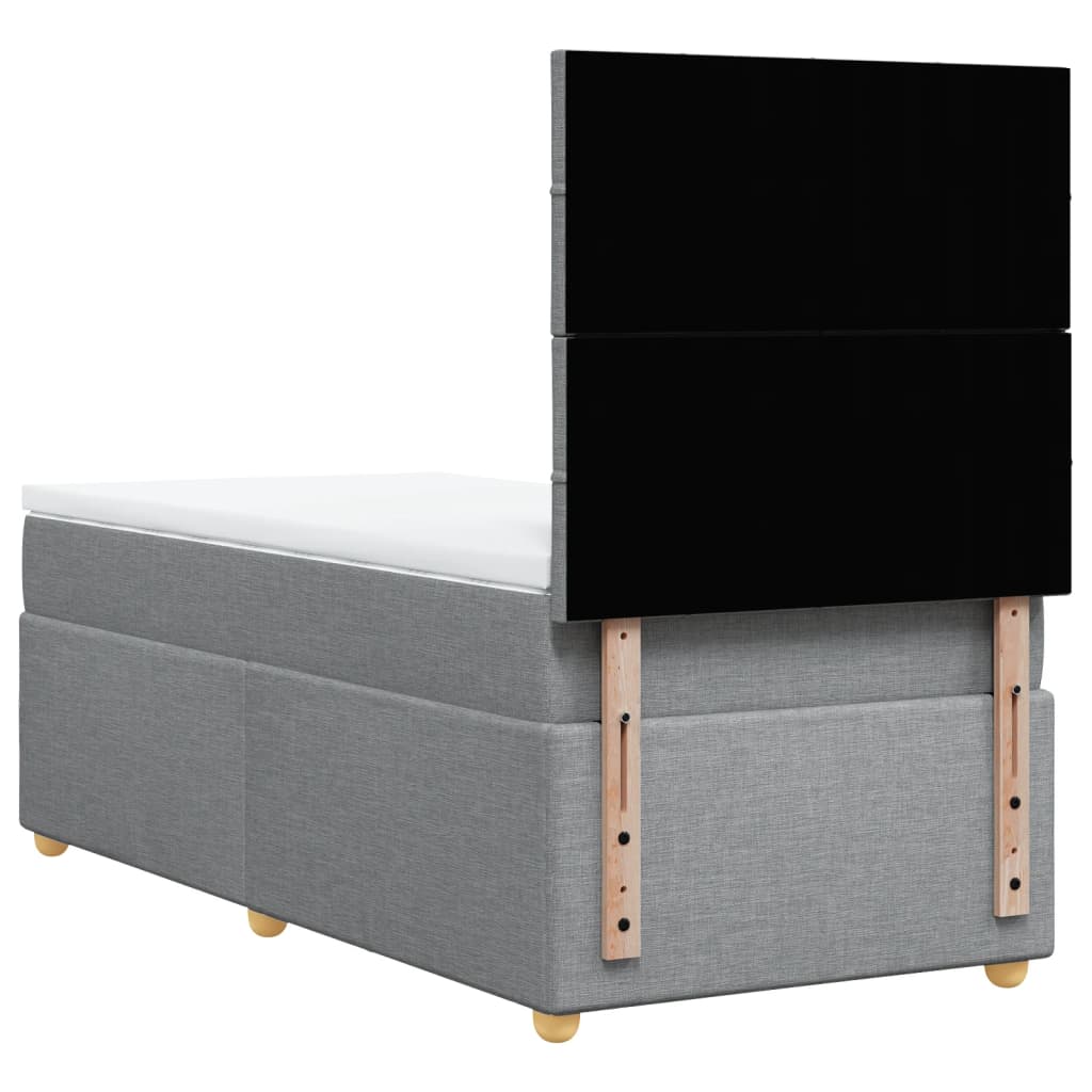 vidaXL Κρεβάτι Boxspring με Στρώμα Ανοιχτό Γκρι 100x200 εκ. Υφασμάτινο