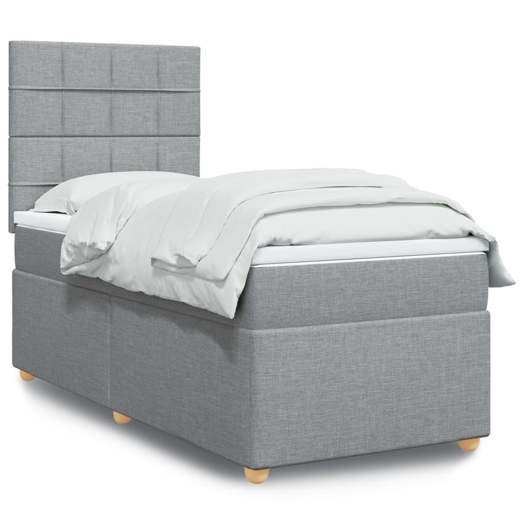 vidaXL Κρεβάτι Boxspring με Στρώμα Ανοιχτό Γκρι 100x200 εκ. Υφασμάτινο