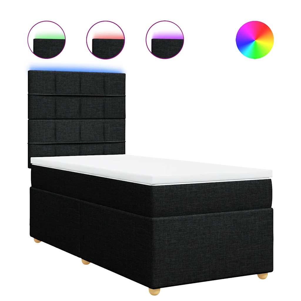 vidaXL Κρεβάτι Boxspring με Στρώμα Μαύρο 100 x 200 εκ. Υφασμάτινο