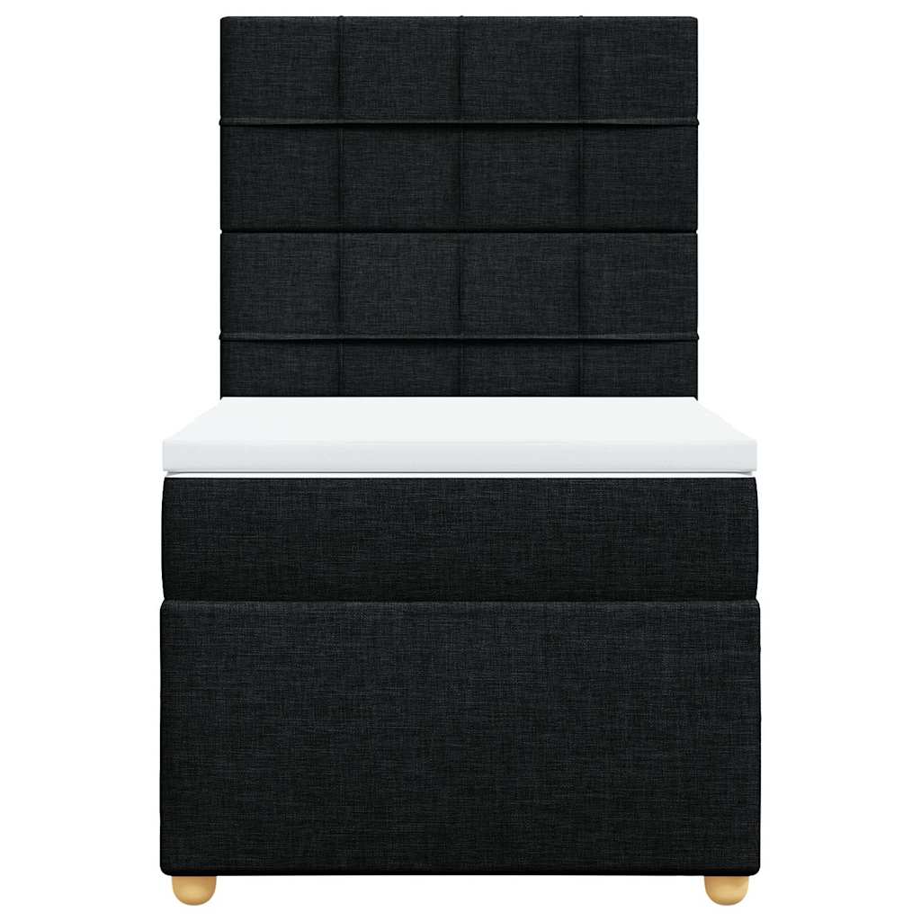 vidaXL Κρεβάτι Boxspring με Στρώμα Μαύρο 100 x 200 εκ. Υφασμάτινο