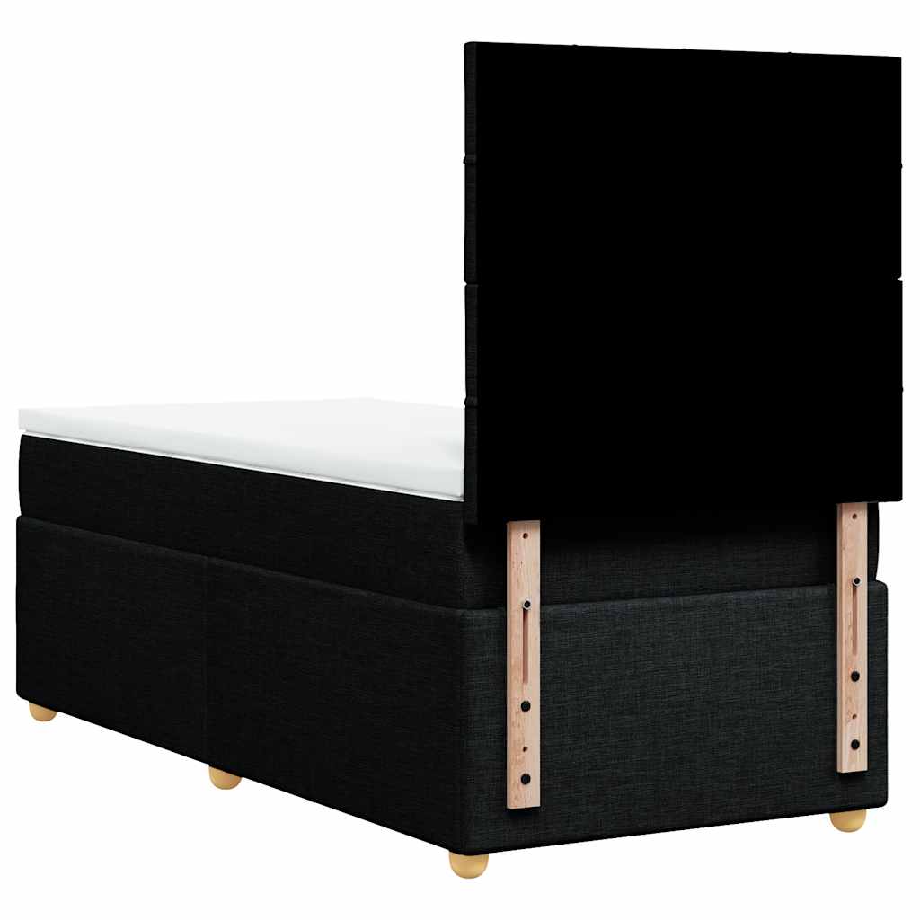 vidaXL Κρεβάτι Boxspring με Στρώμα Μαύρο 100 x 200 εκ. Υφασμάτινο