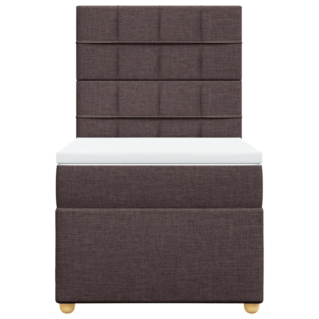vidaXL Κρεβάτι Boxspring με Στρώμα Σκούρο Καφέ 100x200 εκ. Υφασμάτινο