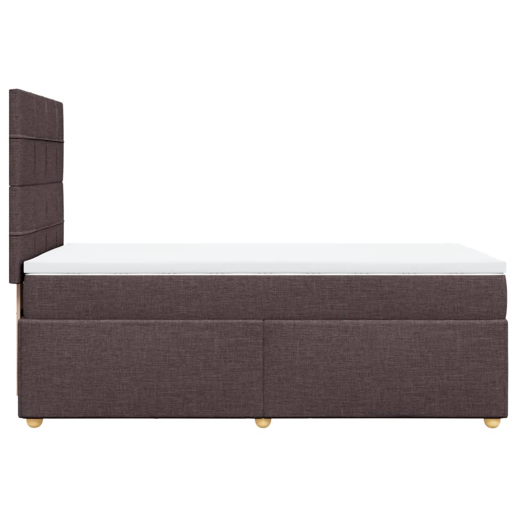 vidaXL Κρεβάτι Boxspring με Στρώμα Σκούρο Καφέ 100x200 εκ. Υφασμάτινο
