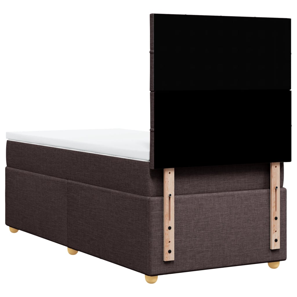 vidaXL Κρεβάτι Boxspring με Στρώμα Σκούρο Καφέ 100x200 εκ. Υφασμάτινο