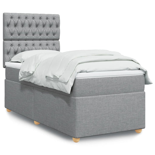 vidaXL Κρεβάτι Boxspring με Στρώμα Ανοιχτό Γκρι 100x200 εκ. Υφασμάτινο