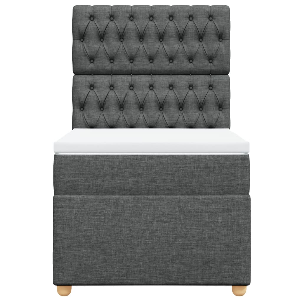 vidaXL Κρεβάτι Boxspring με Στρώμα Σκούρο Γκρι 100x200 εκ. Υφασμάτινο