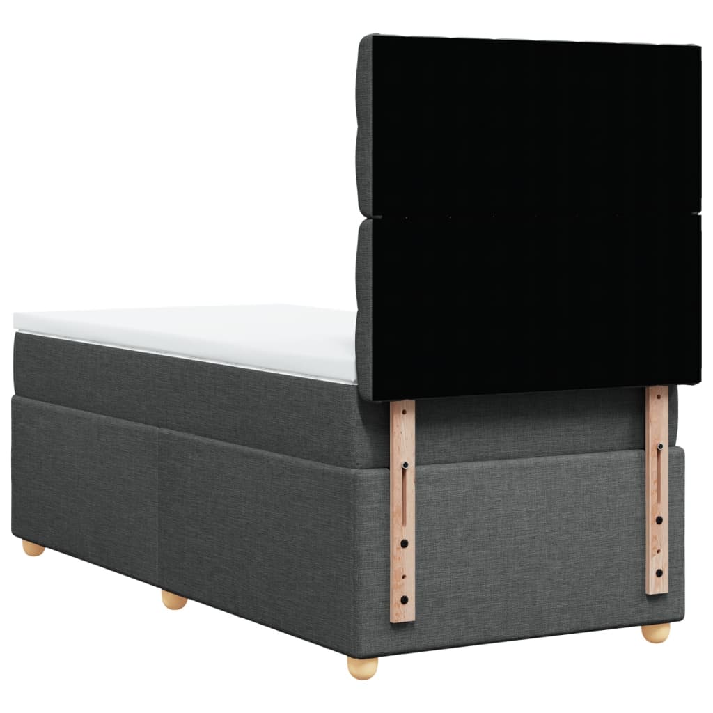 vidaXL Κρεβάτι Boxspring με Στρώμα Σκούρο Γκρι 100x200 εκ. Υφασμάτινο