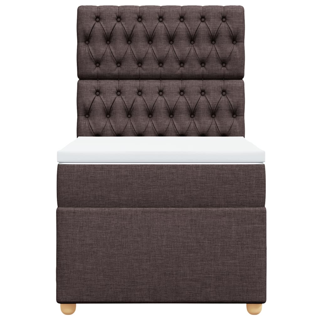 vidaXL Κρεβάτι Boxspring με Στρώμα Σκούρο Καφέ 100x200 εκ. Υφασμάτινο