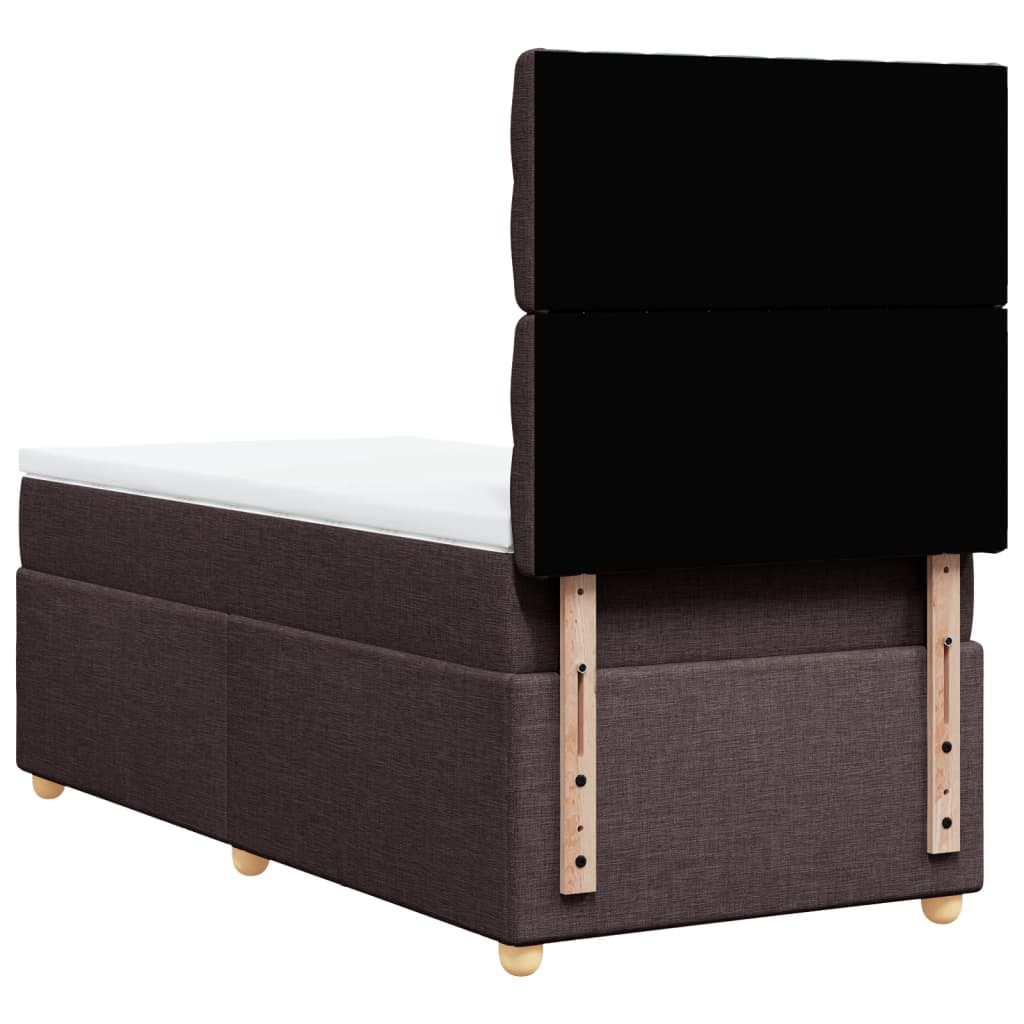 vidaXL Κρεβάτι Boxspring με Στρώμα Σκούρο Καφέ 100x200 εκ. Υφασμάτινο