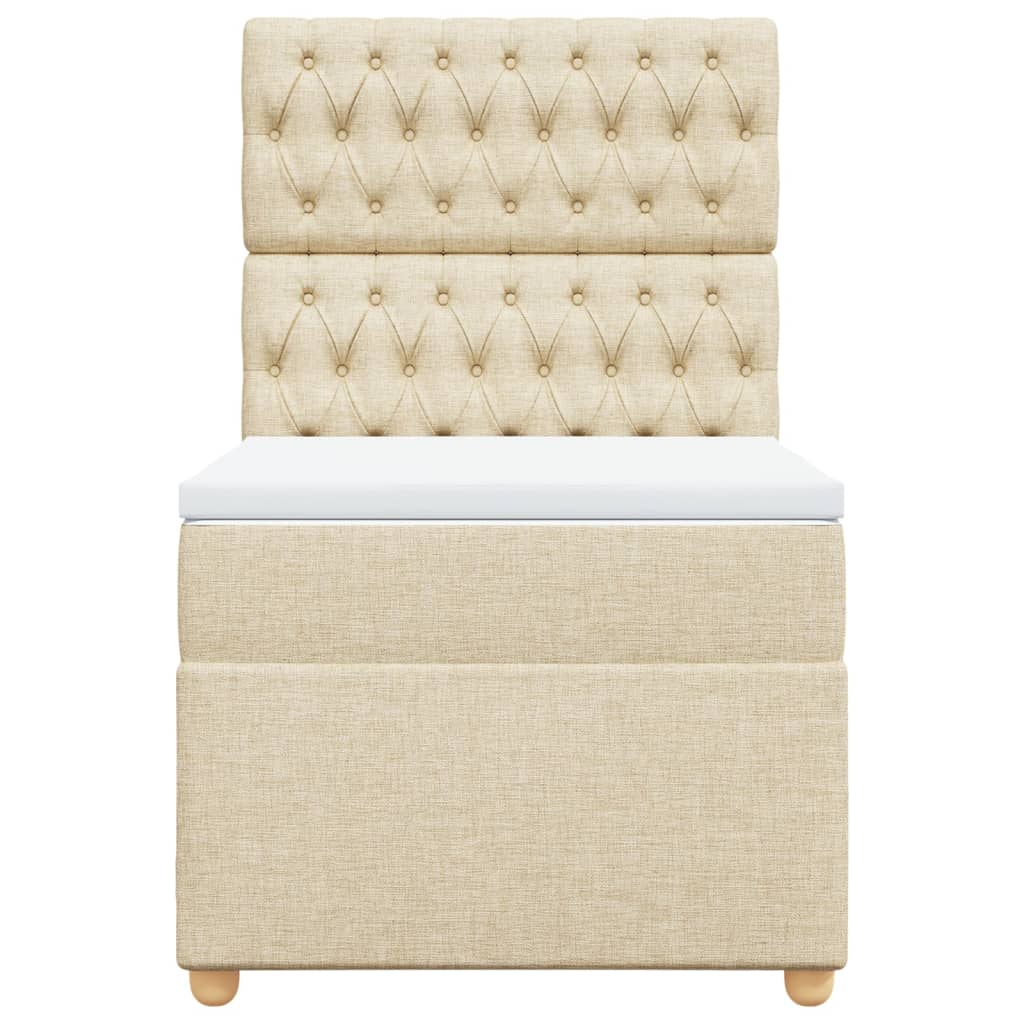 vidaXL Κρεβάτι Boxspring με Στρώμα Κρεμ 100 x 200 εκ. Υφασμάτινο