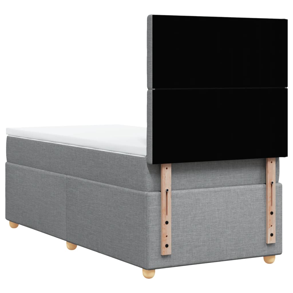 vidaXL Κρεβάτι Boxspring με Στρώμα Ανοιχτό Γκρι 100x200 εκ. Υφασμάτινο