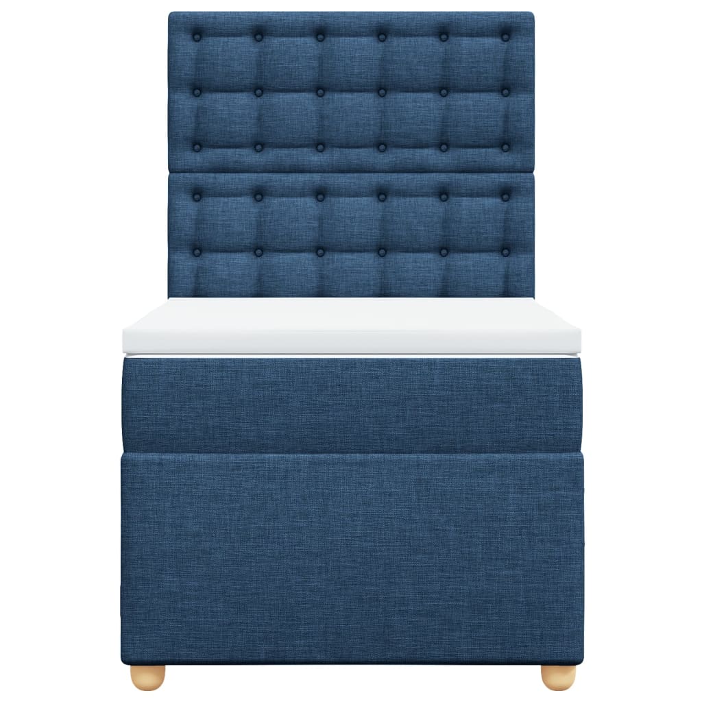 vidaXL Κρεβάτι Boxspring με Στρώμα Μπλε 100 x 200 εκ. Υφασμάτινο