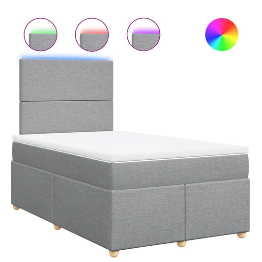 vidaXL Κρεβάτι Boxspring με Στρώμα Ανοιχτό Γκρι 120x190 εκ. Υφασμάτινο