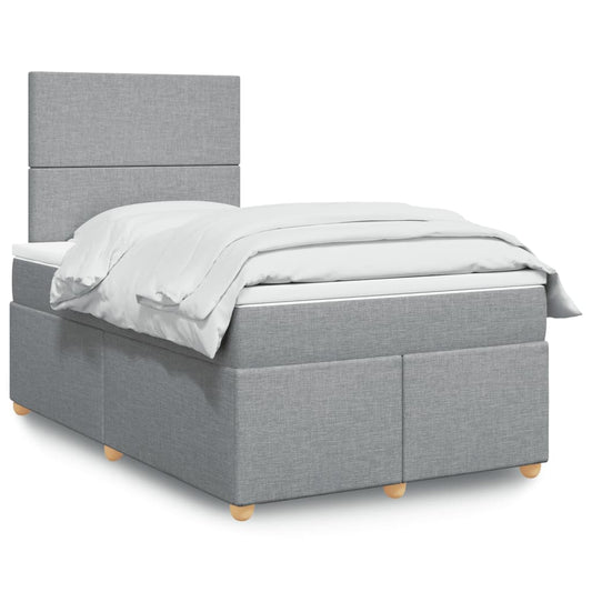 vidaXL Κρεβάτι Boxspring με Στρώμα Ανοιχτό Γκρι 120x190 εκ. Υφασμάτινο