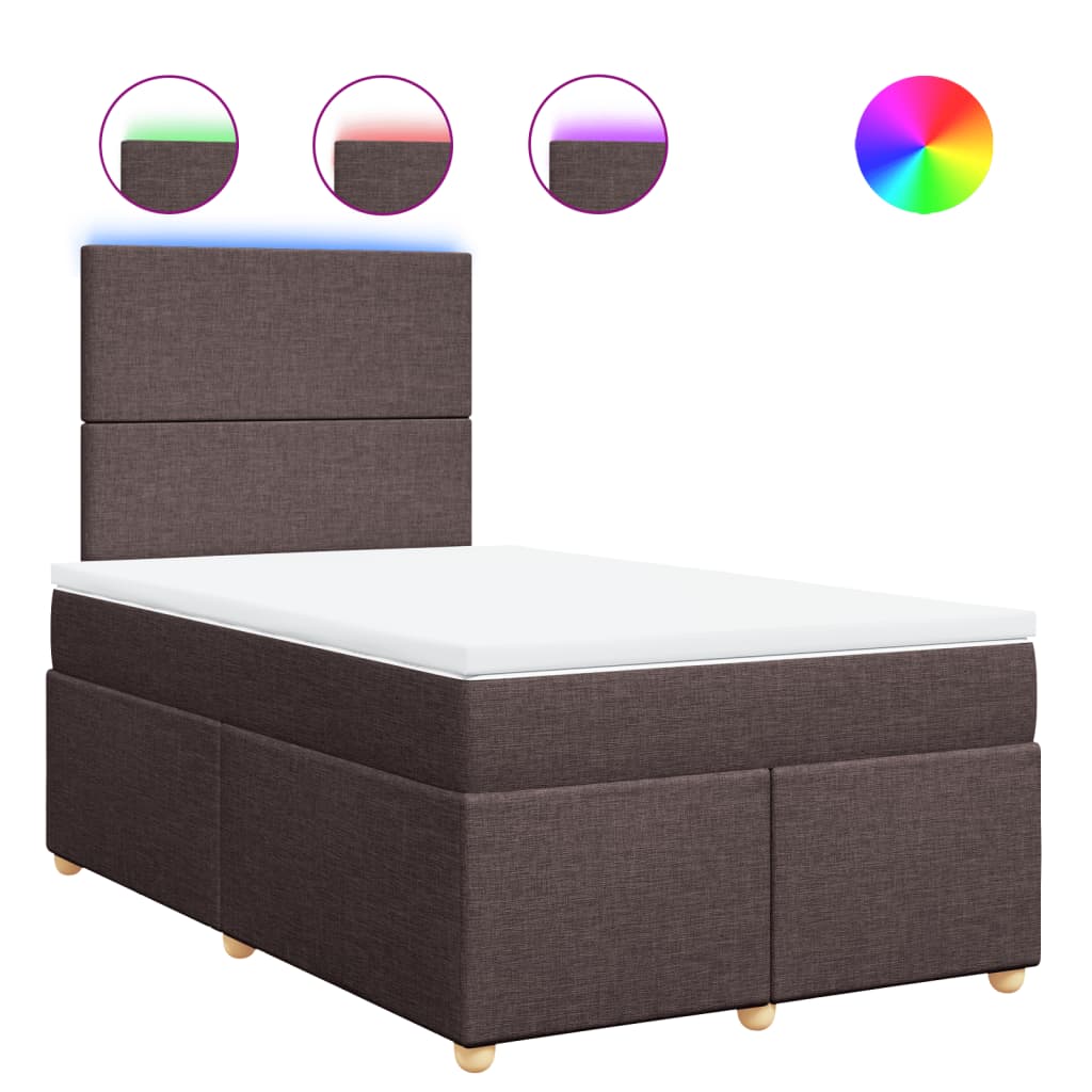 vidaXL Κρεβάτι Boxspring με Στρώμα Σκούρο Καφέ 120x190 εκ Υφασμάτινο
