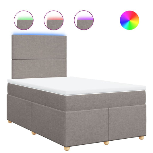 vidaXL Κρεβάτι Boxspring με Στρώμα Taupe 120x190 εκ. Υφασμάτινο