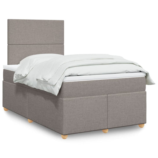 vidaXL Κρεβάτι Boxspring με Στρώμα Taupe 120x190 εκ. Υφασμάτινο