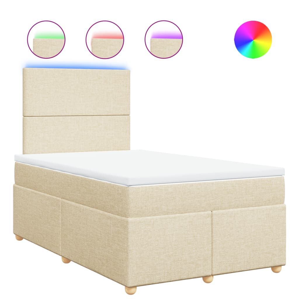 vidaXL Κρεβάτι Boxspring με Στρώμα Κρεμ 120x190 εκ. Υφασμάτινο