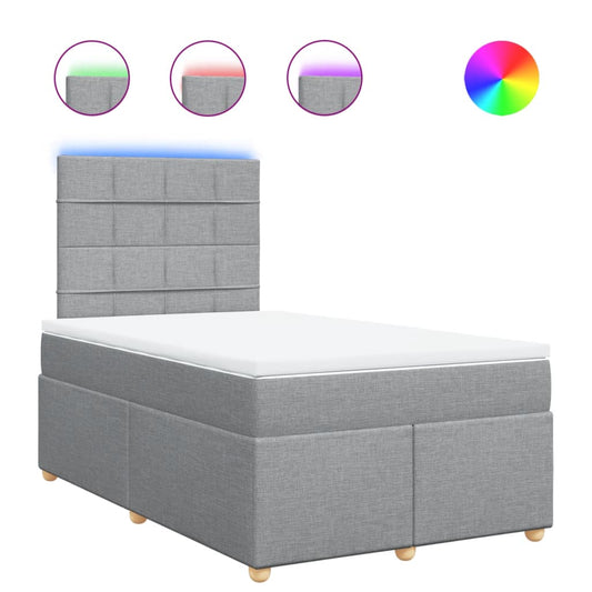 vidaXL Κρεβάτι Boxspring με Στρώμα Ανοιχτό Γκρι 120x190 εκ. Υφασμάτινο