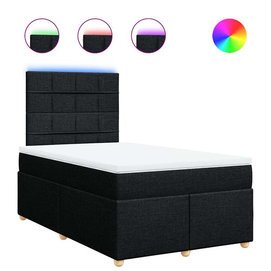 vidaXL Κρεβάτι Boxspring με Στρώμα Μαύρο 120x190 εκ. Υφασμάτινο
