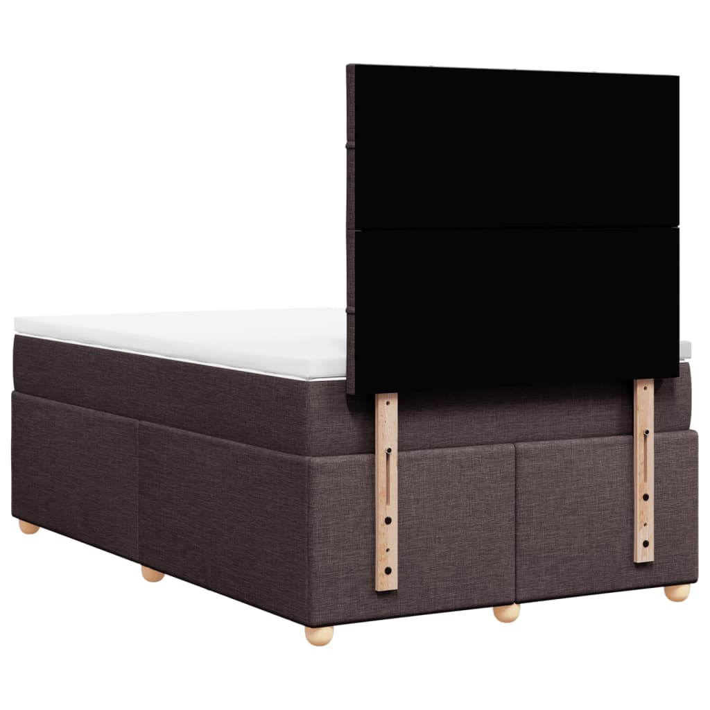 vidaXL Κρεβάτι Boxspring με Στρώμα Σκούρο Καφέ 120x190 εκ Υφασμάτινο