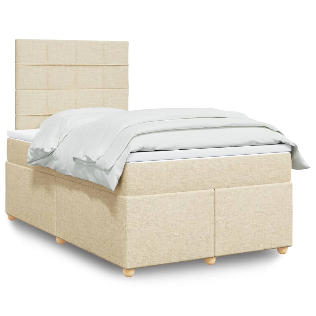 vidaXL Κρεβάτι Boxspring με Στρώμα Κρεμ 120x190 εκ. Υφασμάτινο