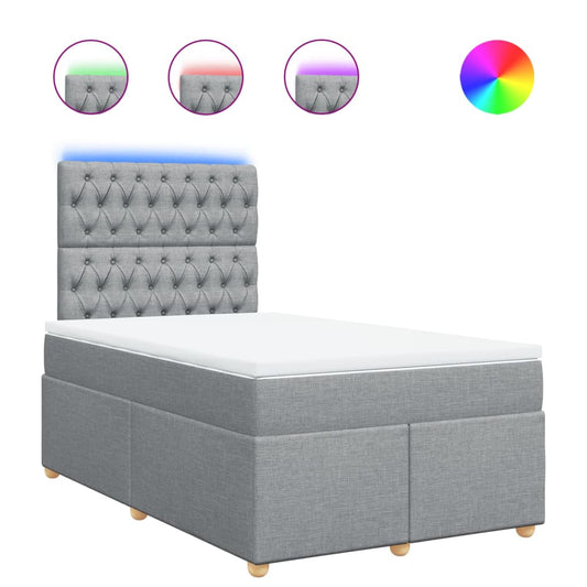 vidaXL Κρεβάτι Boxspring με Στρώμα Ανοιχτό Γκρι 120x190 εκ. Υφασμάτινο
