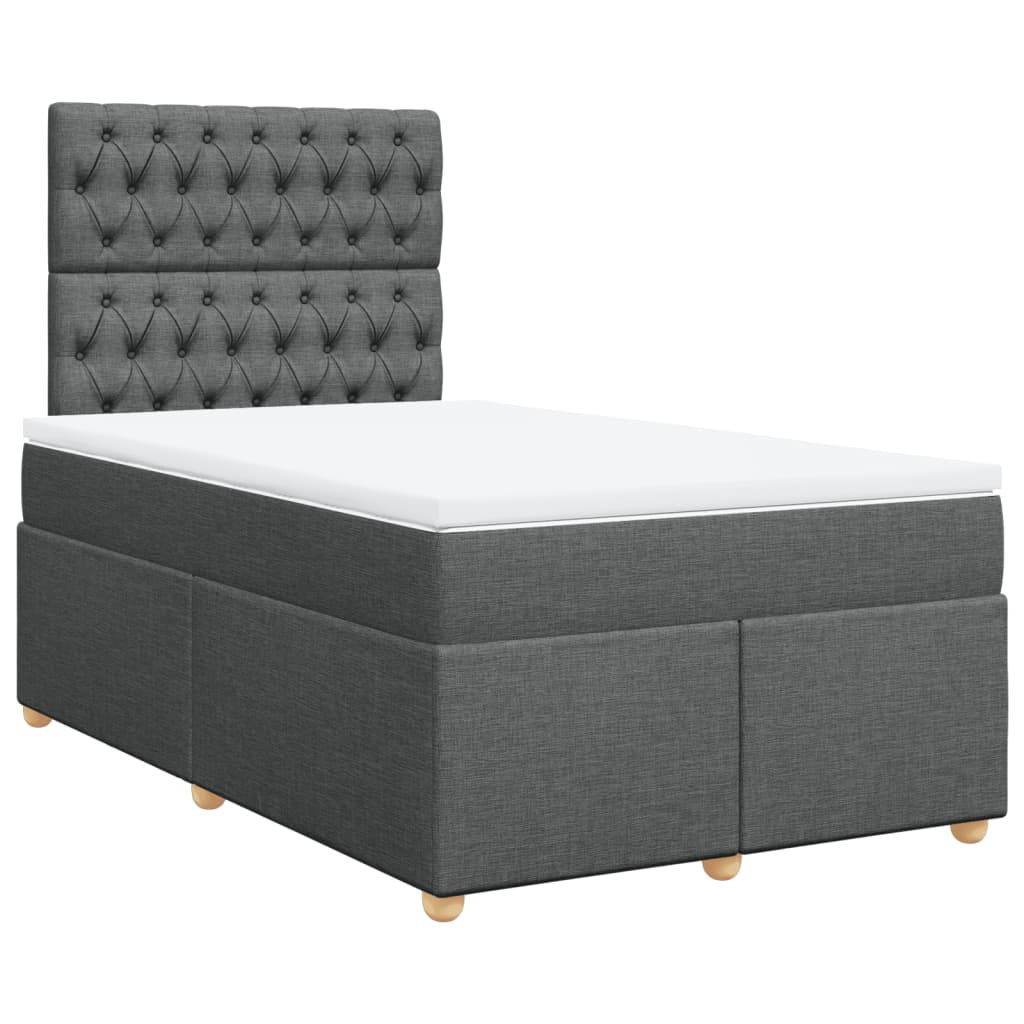vidaXL Κρεβάτι Boxspring με Στρώμα Σκούρο Γκρι 120x190 εκ Υφασμάτινο
