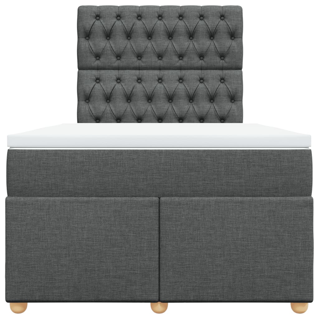 vidaXL Κρεβάτι Boxspring με Στρώμα Σκούρο Γκρι 120x190 εκ Υφασμάτινο
