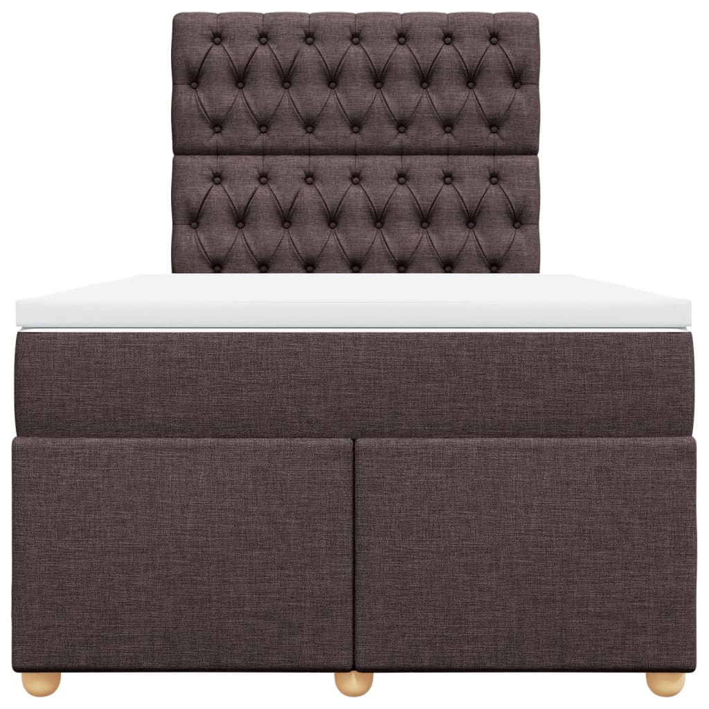 vidaXL Κρεβάτι Boxspring με Στρώμα Σκούρο Καφέ 120x190 εκ Υφασμάτινο