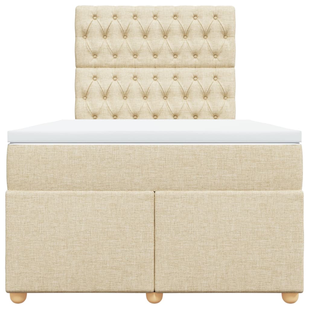 vidaXL Κρεβάτι Boxspring με Στρώμα Κρεμ 120x190 εκ. Υφασμάτινο