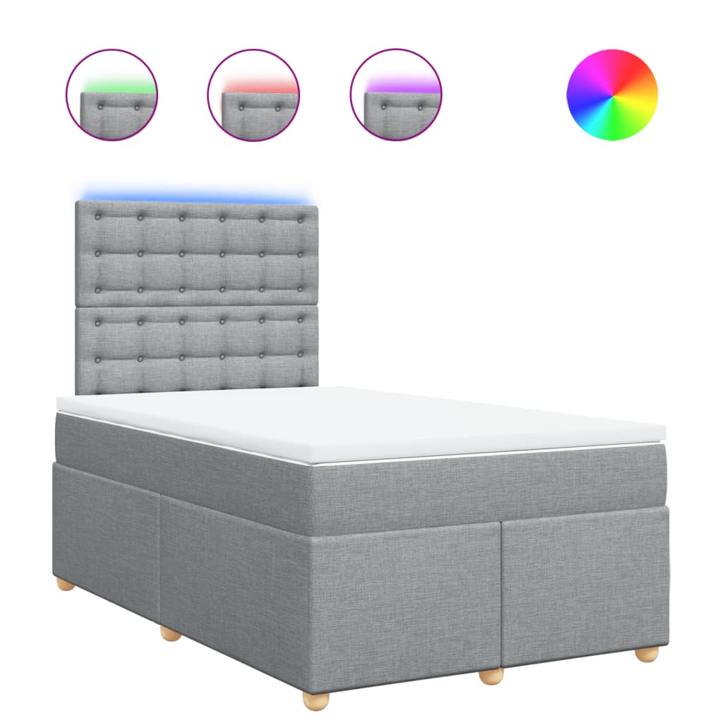 vidaXL Κρεβάτι Boxspring με Στρώμα Ανοιχτό Γκρι 120x190 εκ. Υφασμάτινο