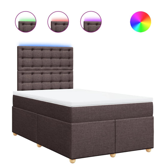 vidaXL Κρεβάτι Boxspring με Στρώμα Σκούρο Καφέ 120x190 εκ Υφασμάτινο