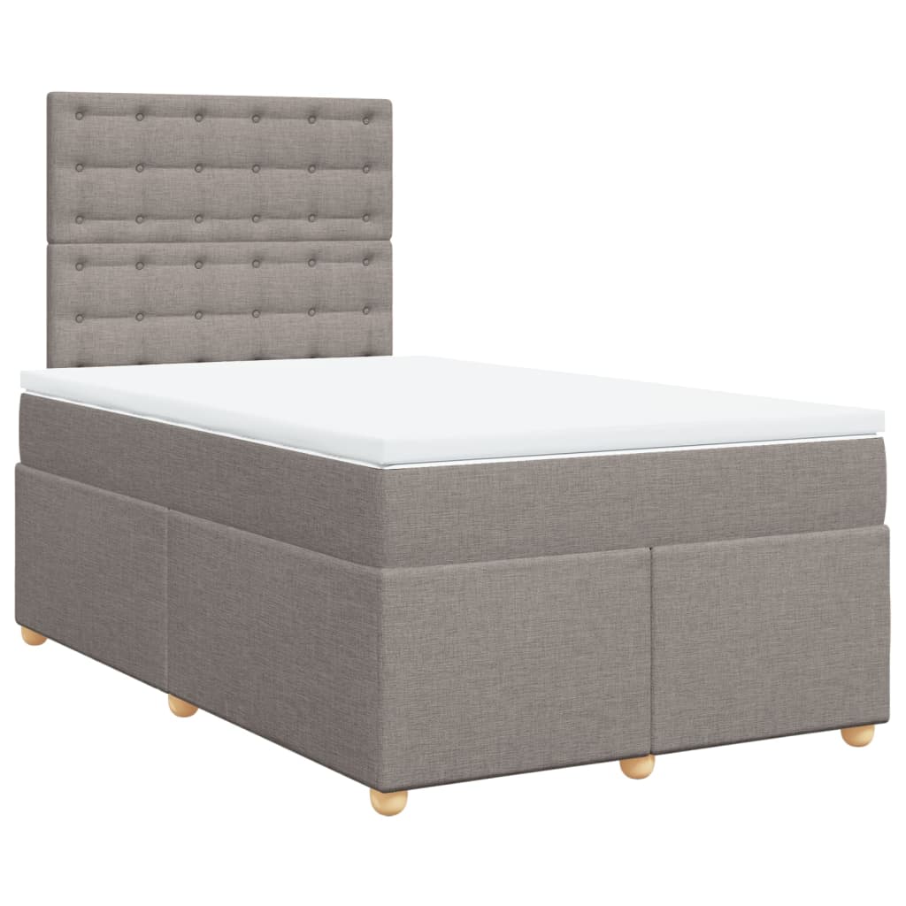vidaXL Κρεβάτι Boxspring με Στρώμα Taupe 120x190 εκ. Υφασμάτινο