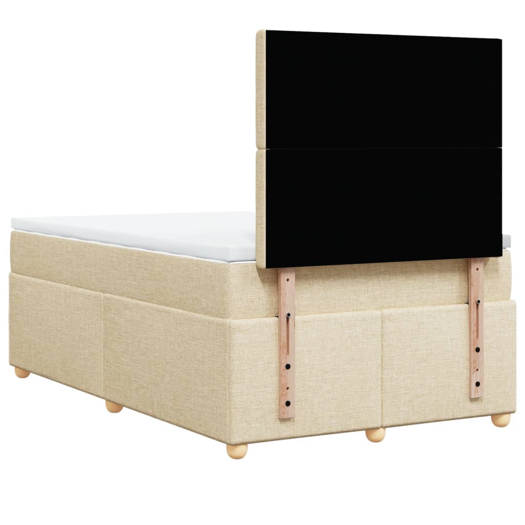 vidaXL Κρεβάτι Boxspring με Στρώμα Κρεμ 120x190 εκ. Υφασμάτινο