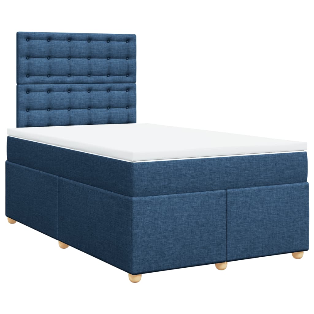 vidaXL Κρεβάτι Boxspring με Στρώμα Μπλε 120x190 εκ. Υφασμάτινο