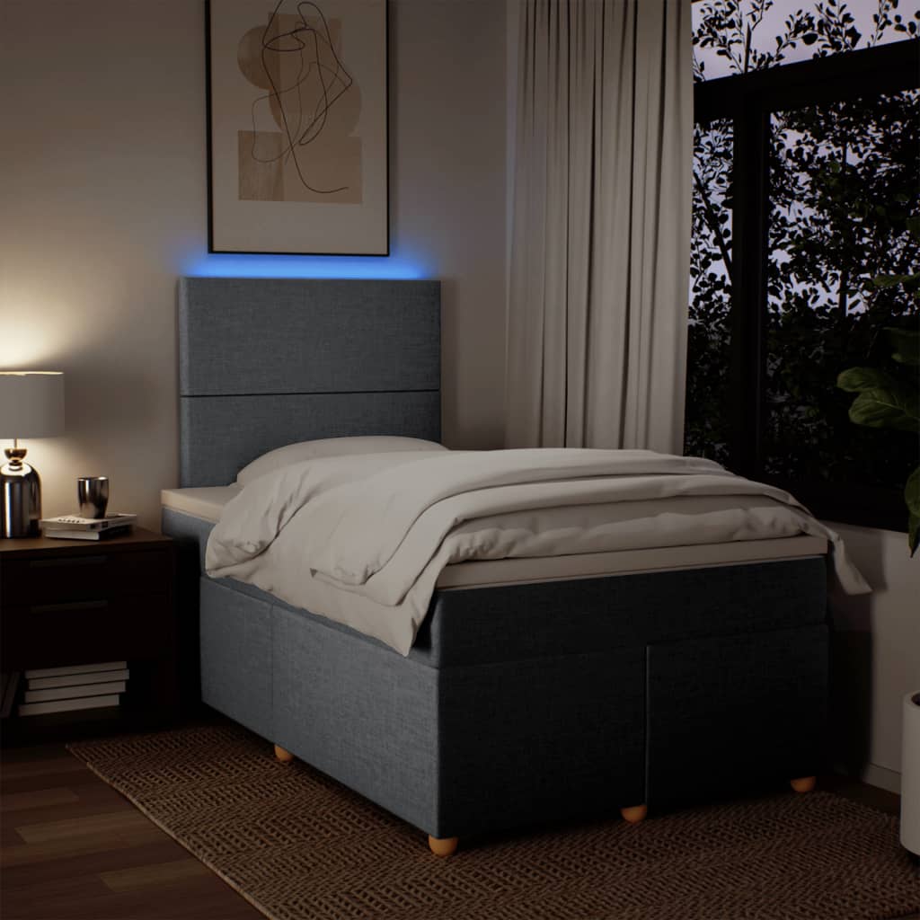 vidaXL Κρεβάτι Boxspring με Στρώμα Ανοιχτό Γκρι 120x200 εκ. Υφασμάτινο