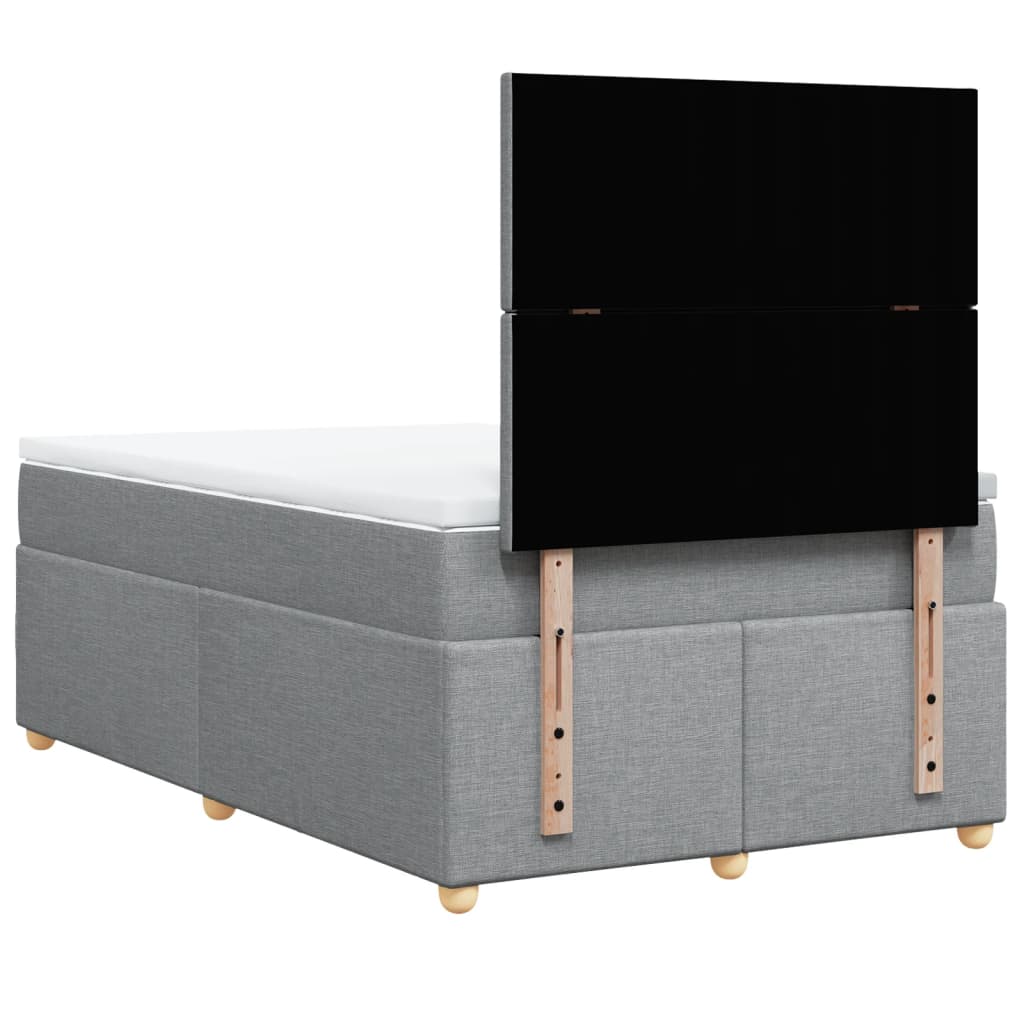 vidaXL Κρεβάτι Boxspring με Στρώμα Ανοιχτό Γκρι 120x200 εκ. Υφασμάτινο