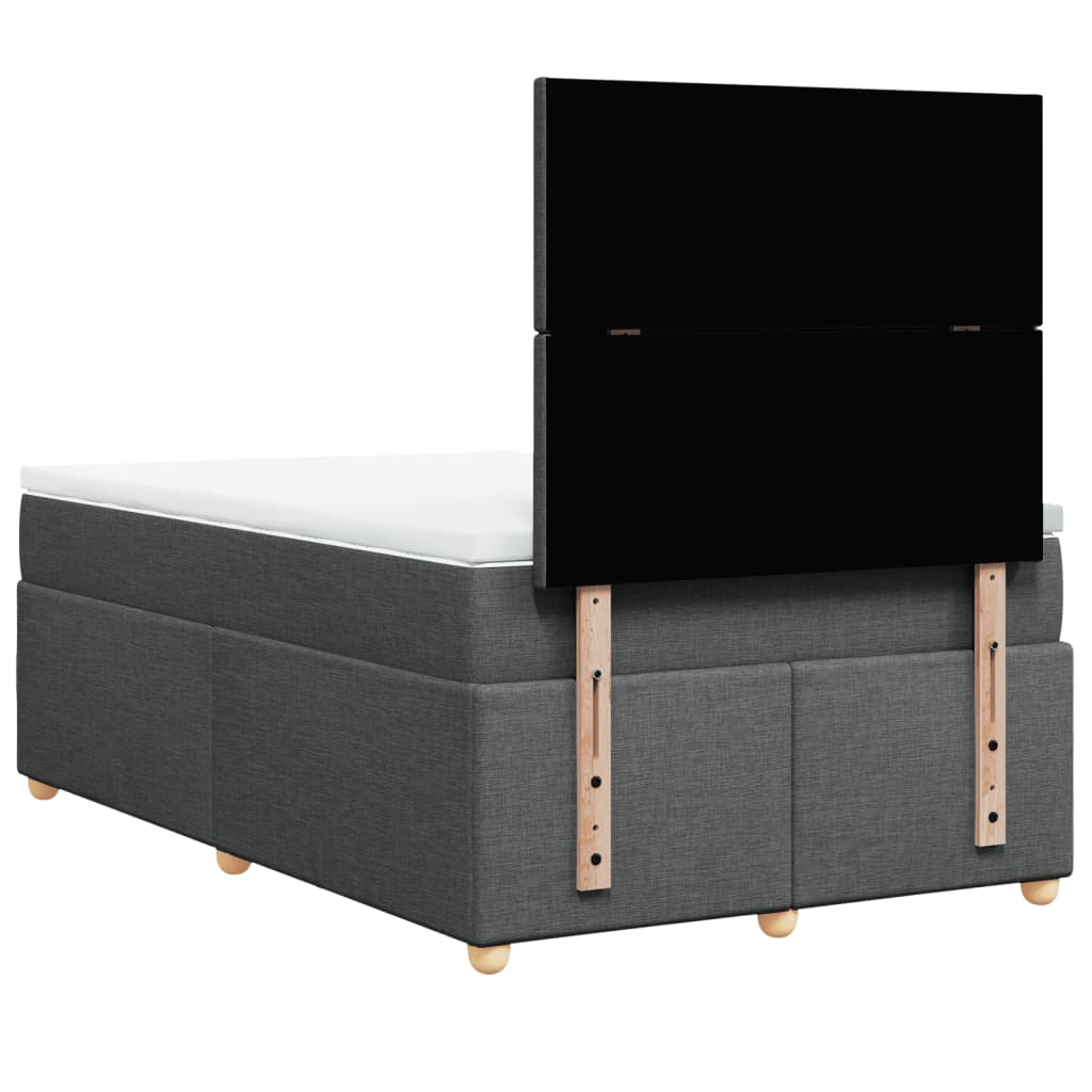 vidaXL Κρεβάτι Boxspring με Στρώμα Σκούρο Γκρι 120x200 εκ. Υφασμάτινο