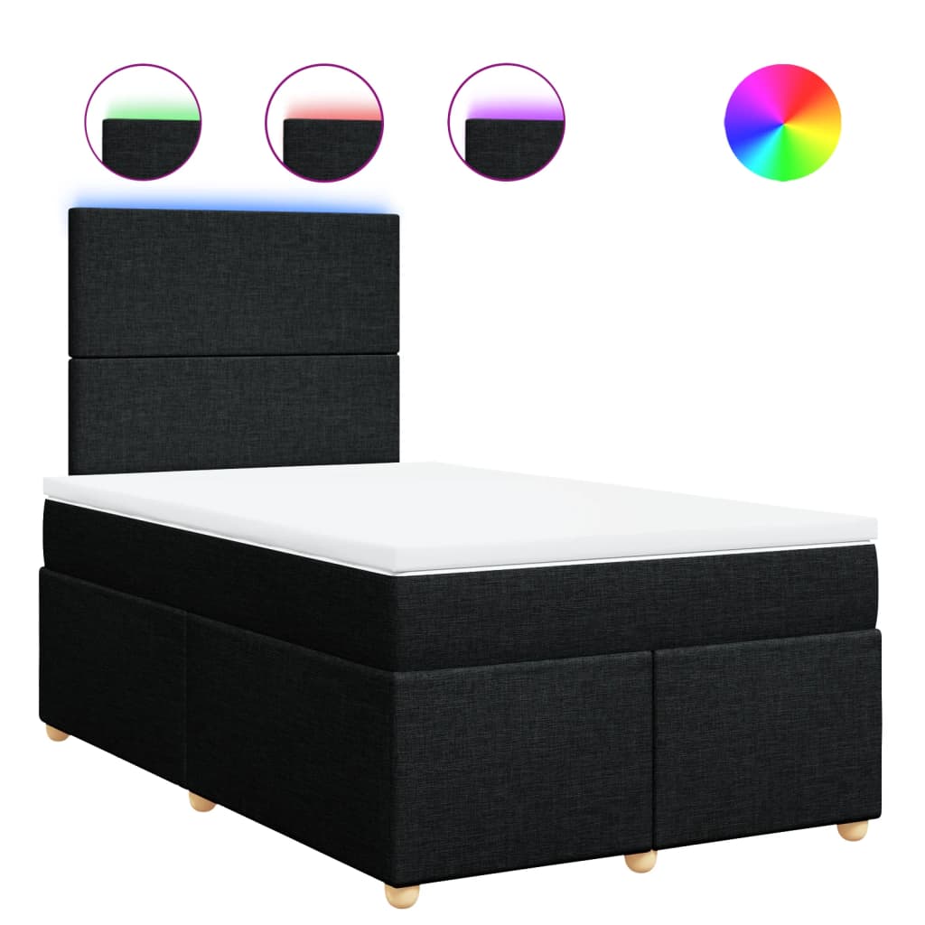 vidaXL Κρεβάτι Boxspring με Στρώμα Μαύρο 120x200 εκ. Υφασμάτινο