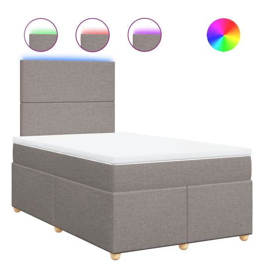 vidaXL Κρεβάτι Boxspring με Στρώμα Taupe 120x200 εκ. Υφασμάτινο