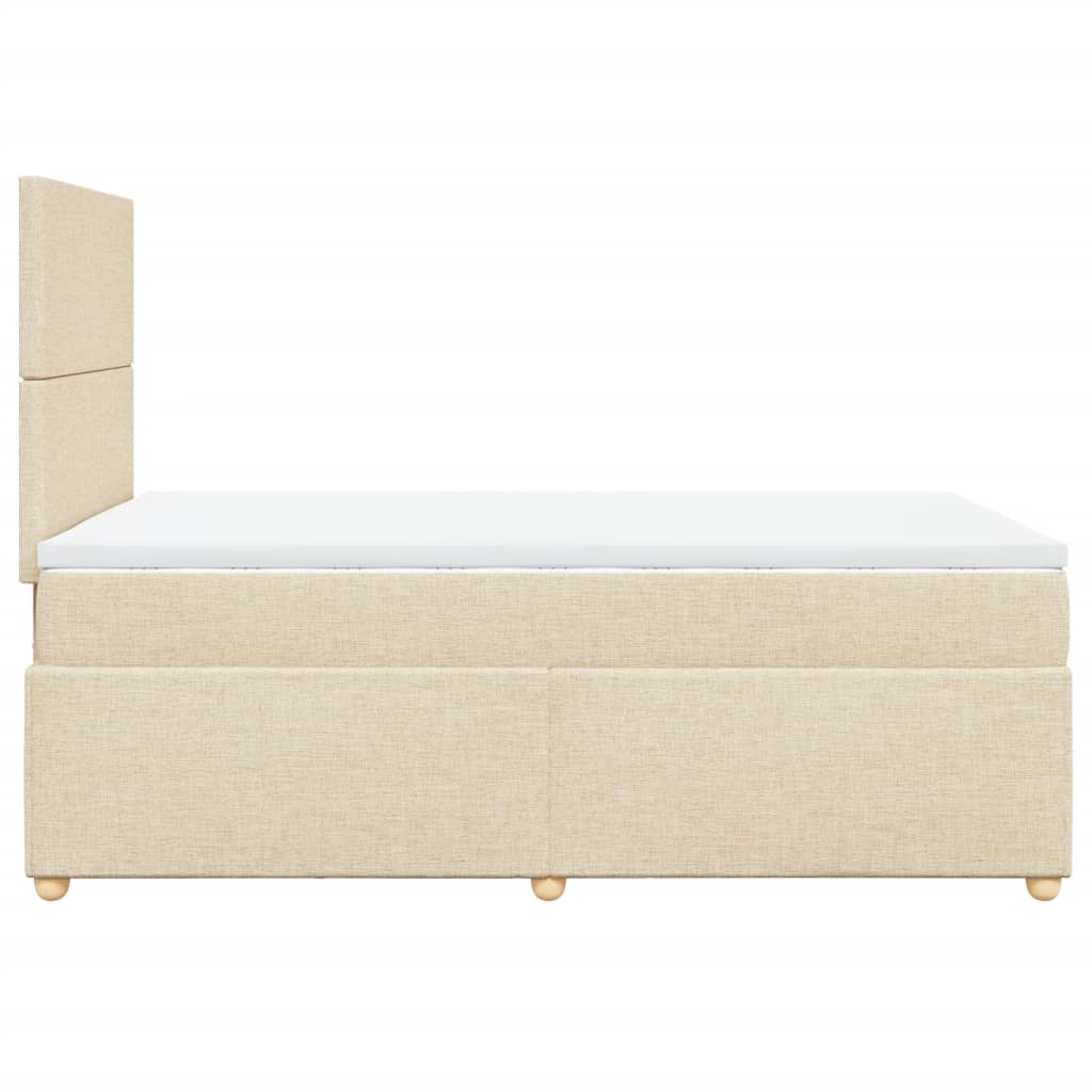 vidaXL Κρεβάτι Boxspring με Στρώμα Κρεμ 120x200 εκ. Υφασμάτινο