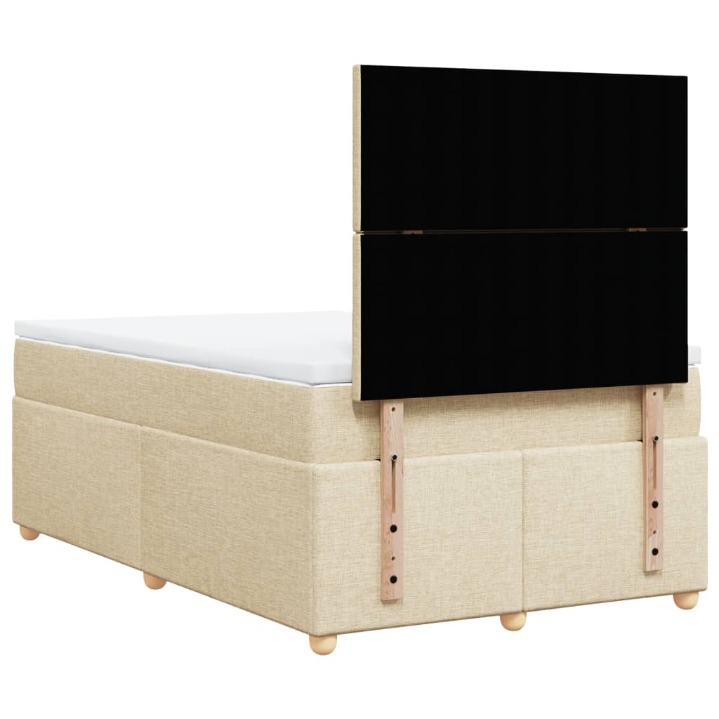 vidaXL Κρεβάτι Boxspring με Στρώμα Κρεμ 120x200 εκ. Υφασμάτινο